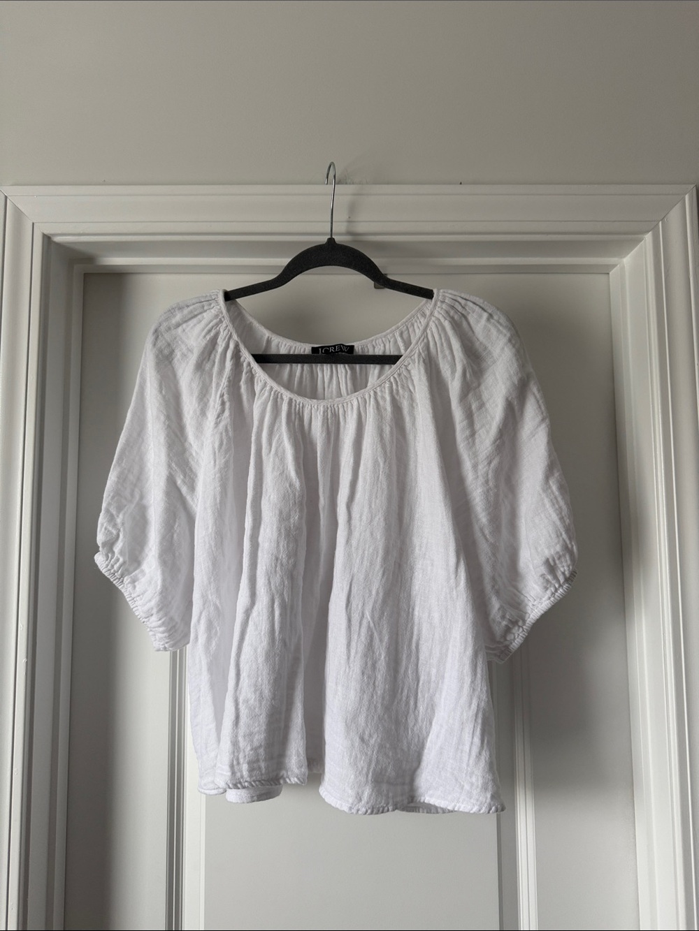 J. Crew White Peasant Blouse